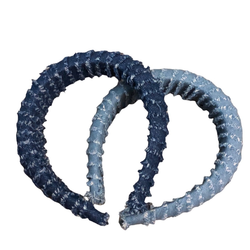 Set of 2 Denim Distressed Headbands Hair Accessories - Picture 4 of 9